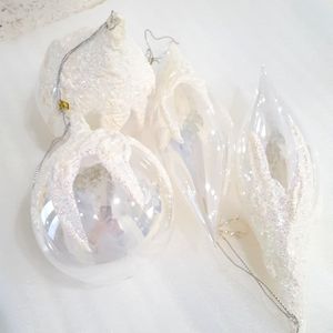 Glittery Snow Topped Glass Ornaments